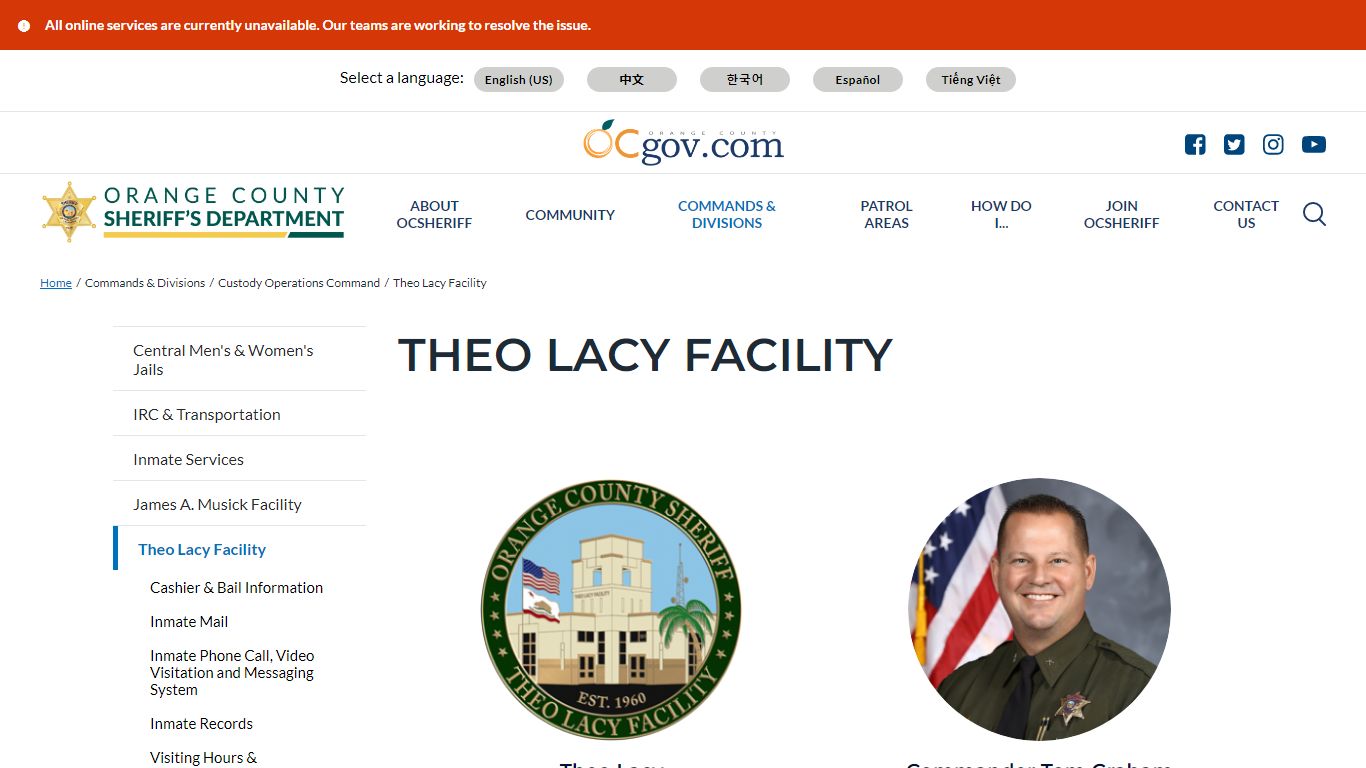 Theo Lacy Facility - Orange County Sheriff's Department