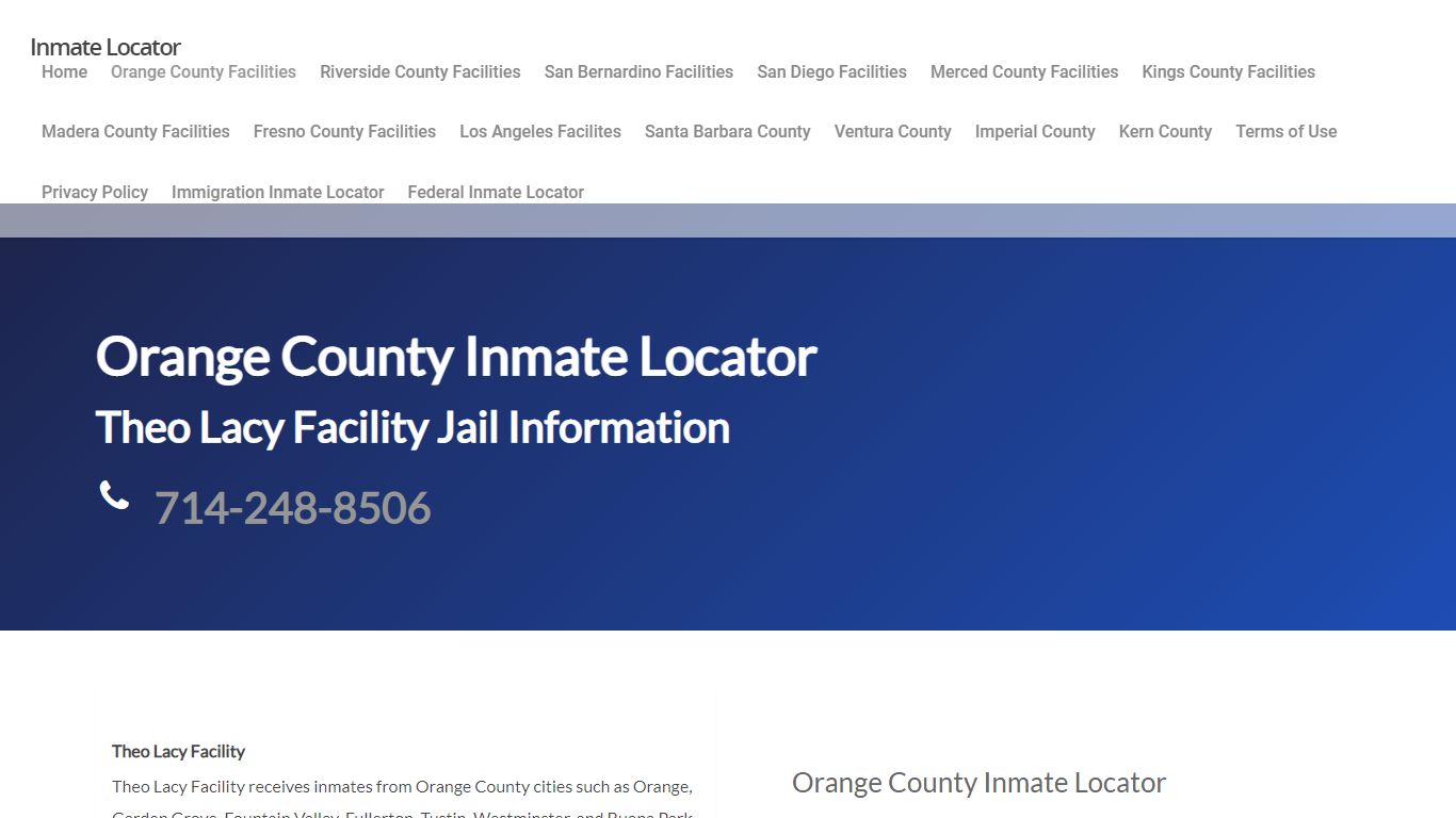 Theo Lacy Facility - Orange County Inmate Locator