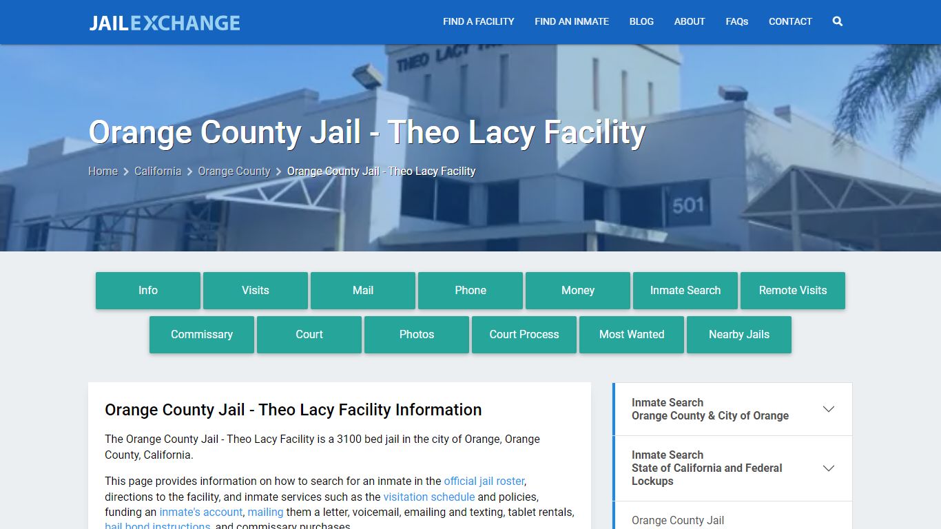 Theo Lacy Facility, CA Inmate Search, Information - Jail Exchange
