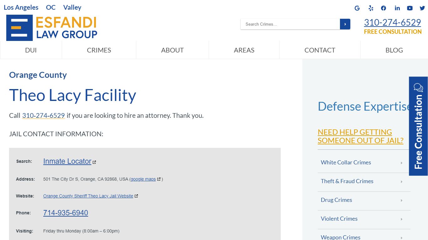 Theo Lacy Facility - Orange County Jail | Inmate Locator